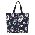 thumbnail image 1 of Disketp Cartoon Spaceship Bolsa Tote Estampada para Mujer, Bolso de Hombro y de Mano para Compras y Viajes, 1 of 8