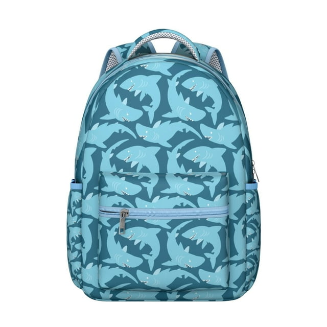 Vintage Retro Shark Student Backpack Durable Waterproof Composite Oxford Cloth with Nautical Sea Life Artwork, Breathable Padding, Adjustable Straps for School and Daily Use