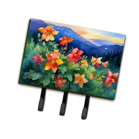 Colorado Rocky Mountain Columbine in Watercolor Leash or Key Holder 6 in x 9 in