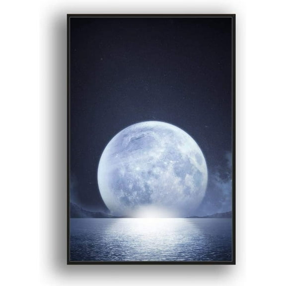 IDEA4WALL Framed Canvas Wall Art for Living Room, Bedroom Moon with Bright Canvas Prints for Modern Home Decoration Ready to Hang