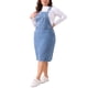 thumbnail image 4 of Falda de mezclilla para mujer de tallas grandes Agnes Orinda, con tirantes de tirantes, estilo desgastado, vestido de mezclilla 3X azul claro, 4 of 5
