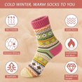 thumbnail image 6 of Womens Mid Calf Socks Thick Warm Knit Winter Casual Crew Socks With Cross Floral Geometric Pattern 5 Pairs, 6 of 7