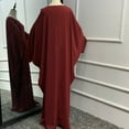 thumbnail image 5 of IBTOM CASTLE Muslim Dresses for Women, Long Sleeve Eid Islamic Prayer Jilbab Khimar Cardi Robe Middle East Maxi Abaya Dress Wine Red&hijab, 5 of 6