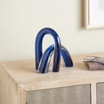 thumbnail image 3 of 9", 5"H Blue Glass Arch Abstract Sculpture with Clear Accents, by DecMode (2 Count), 3 of 11