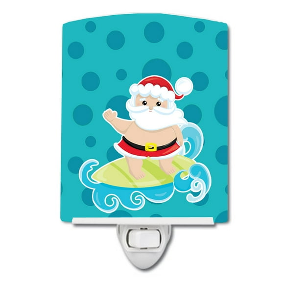 Carolines Treasures BB9067CNL Beach Santa Claus Surfer No.2 Ceramic Night Light