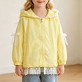 thumbnail image 6 of YunPes Girls Hooded Jacket Ruffle Lace Trim Zip-Up Windbreaker Coat Mesh Inner Lightweight Cozy Fall Cute Outerwear for Kids, 6 of 6