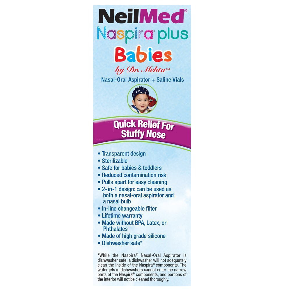 Naspira Plus Nasal Oral Aspirator, 0.25 Pound, Transparent design,  Sterilizable, Safe for babies and toddlers By NeilMed - Walmart.com