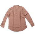 thumbnail image 1 of Men Long Sleeve Shirt Stand Collar Slim Fit Plain Color Button Front Shirt for Office Business Coffee Color XXXL, 1 of 24