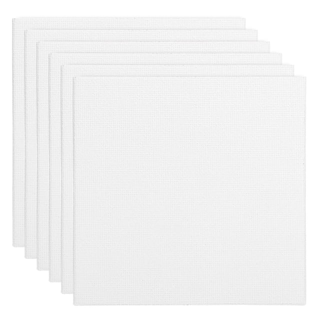Tableros de lienzo de 4x4" para pintar, paquete de 6, 100% algodón, panel de lienzo en blanco estirado triple imprimado, delgado para pinturas acrílicas, al óleo, tempera, blanco