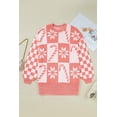 thumbnail image 3 of I AM A FASHION JUNKY Pink Candycane Snowflake Checker Christmas Holiday Drop Shoulder Tunic Loose Sweater, 3 of 11