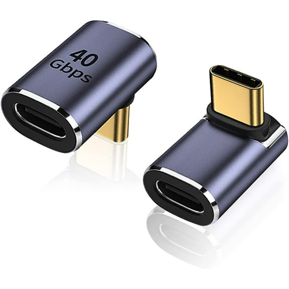 90 Degree Right Angle USB-C Male to USB-C Female Adapter, 2 Pack Up and Down 90 Degree Type-C Adapter Extender Compatible for Steam Deck, Switch, Notebook Computers, Tablet and Mobile Phones