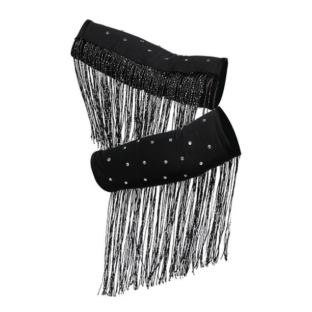 1 par de mangas de práctica para baile latino, portátiles y cómodas, ideales como accesorios de vestuario. Negro Plata