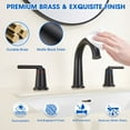 thumbnail image 3 of Wowkk Sanitary Ware Brass Bathroom Sink Faucet 2 Handles Widespread Bathroom Faucet 3 Hole, Pop-Up Drain and cUPC Supply Lines Included, Basin Faucets for Vanity Rv Restroom, Matte Black, 3 of 9