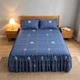 thumbnail image 4 of Bed Skirt Ruffled Set With Pillowcases, Soft Polyester Fabric, Dust Protection, Decorative Bedroom Solution, Easy Care for Home or Dorm, 4 of 9