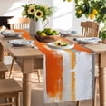 thumbnail image 2 of Table Runner 108 Inches Long for Kitchen Dining, Burnt Orange Grey Dresser Scarf Farmhouse, Dining Table Decorations for Wedding/Parties, Oil Painting Smear Modern Abstract Art 13 x 108 In, 2 of 9