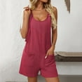thumbnail image 5 of Yotami Short Jumpsuit for Women Wide Leg Sleeveless Solid Color Streetwear Jumpsuit with Pocket V-Neck Summer Adjustable Strap Romper for Beach, 5 of 5