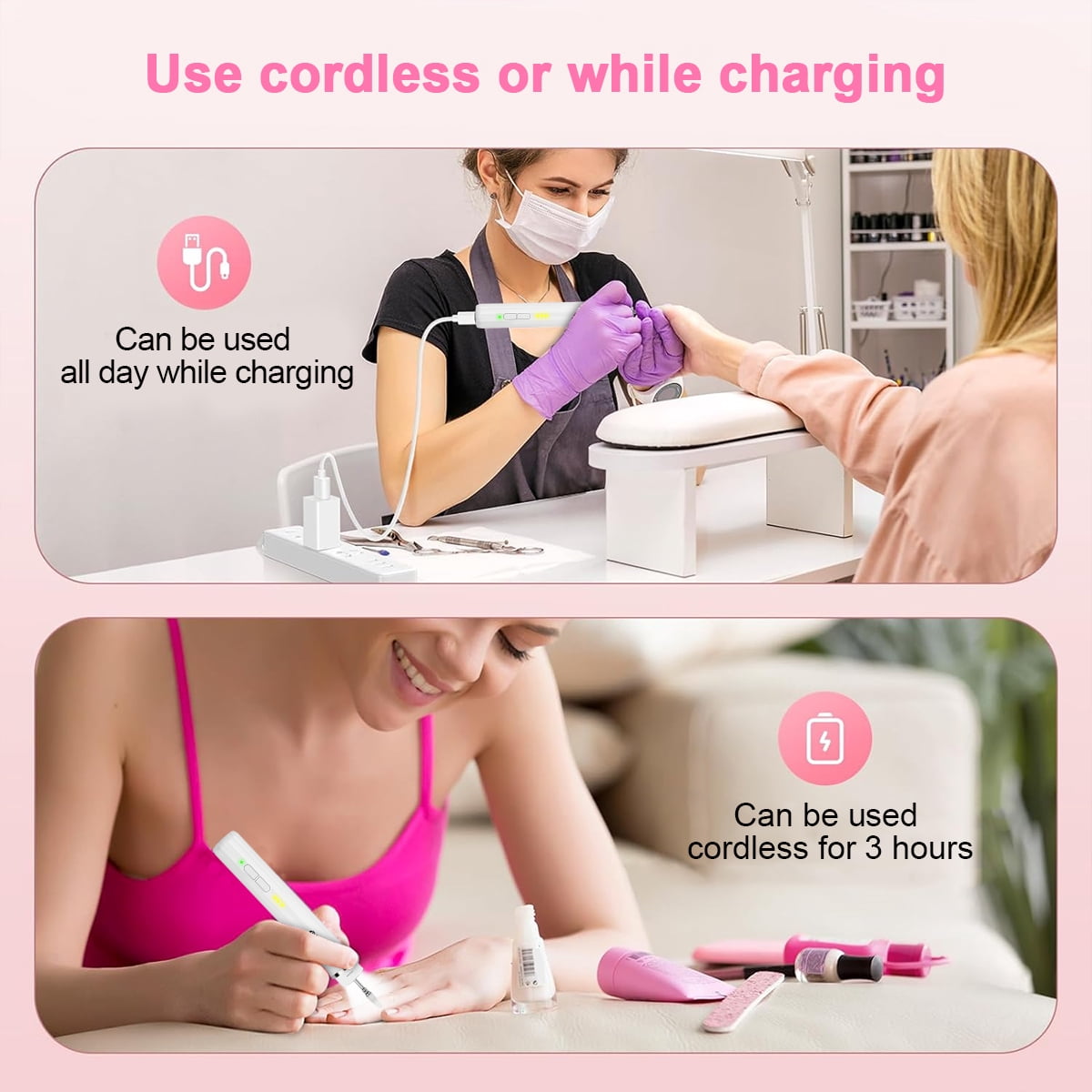 CIICII Electric Nail Drill, Eectric nail file,rofessional Nail Drill Kit for Men Women Home Salon-White