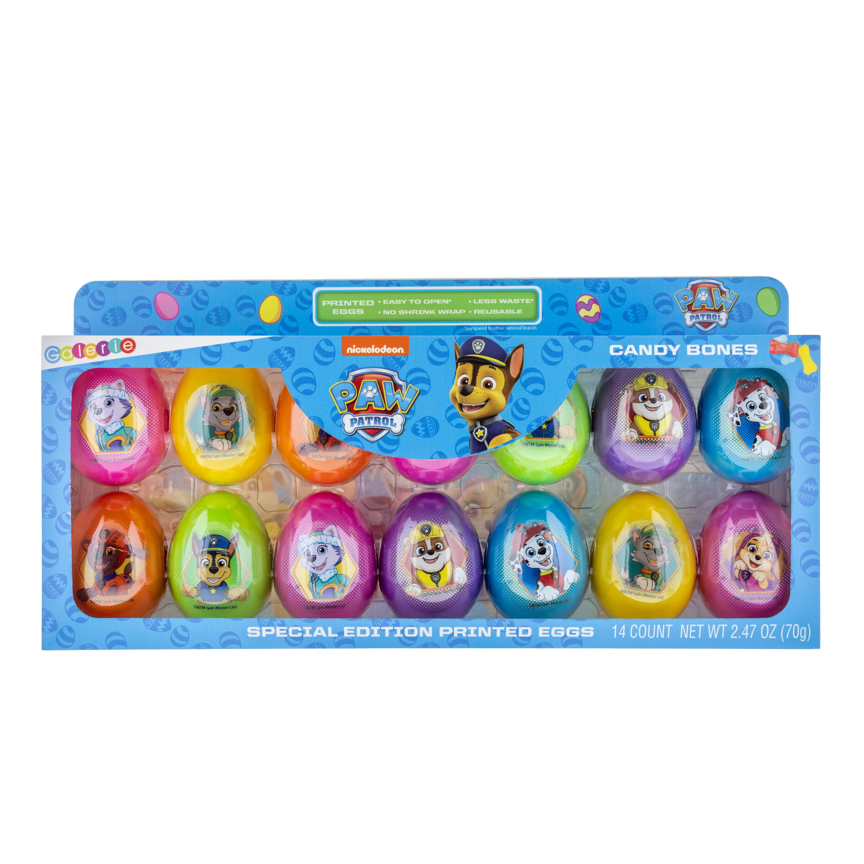 Galerie Nickelodeon Paw Patrol 14 Count Special Edition Printed Eggs with Candy, 2.47 oz