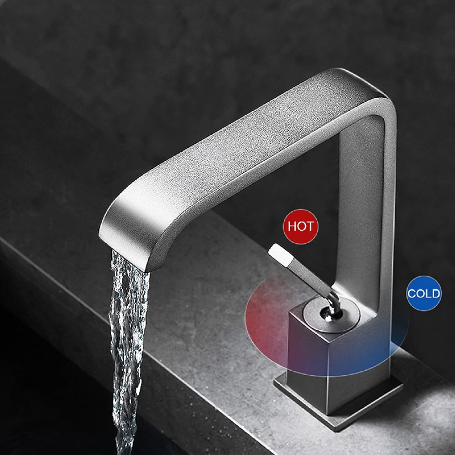 Basin Faucet Waterfall, Brass Bathroom Vanity Faucet, Hot and Cold Water Mixer Tap, Single Handle Waterfall Bathroom Sink Faucets, White