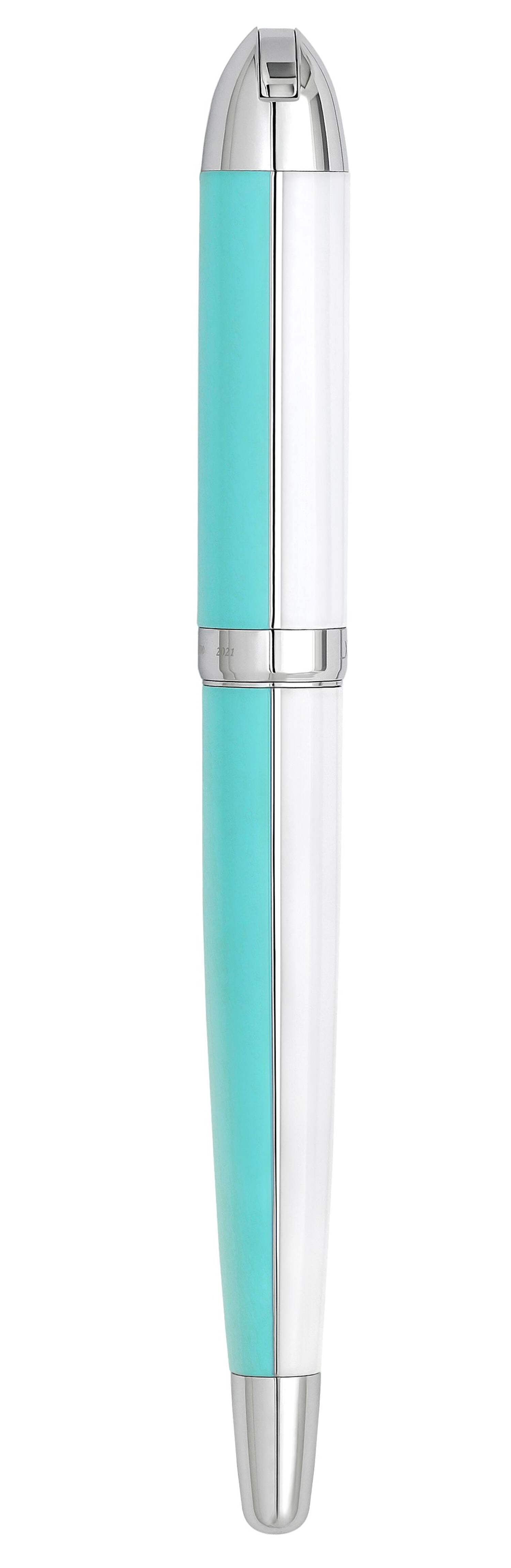 Xezo Xezo Visionary® Brass  Aluminum Enameled Fountain Pen (Medium Nib) - Sky Blue / White