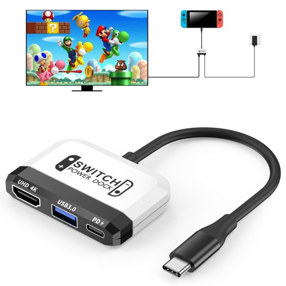 GKEAPZA Switch Dock 3 en 1 con Puerto 4K HDMI USB 3.0 Carga USB C PD 103W, Base portátil de Viaje pa