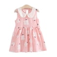 thumbnail image 2 of WOLLED Toddler Baby Girls Casual Dresses 1-6T Floral Dress Sundress Princess Dress Summer Sleeveless Peter Pan Collar Dress, 2 of 11