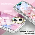 thumbnail image 5 of iPhone 14 Case with Screen Protector, [Wireless Charging] Shockproof Drop Protection Dual Layer Rugged Hybid Back Cover with TPU Impact Resistant Bumper for Apple iPhone 14 (2022), Pink Marble, 5 of 7