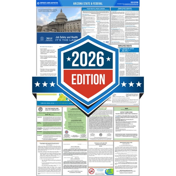 Corporate Labor Law Posters :: 2026 Arizona State & Federal Labor Law Posters All in one [Plain Paper-English]
