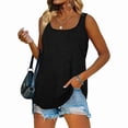 thumbnail image 2 of Women Tank Tops U Neck Hem Casual Flowy Summer Sleeveless Tunic Tshirts Black S, 2 of 5