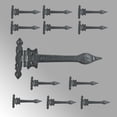 thumbnail image 2 of Renovators Supply Strap Hinge 9" Black Wrought Iron Spear Tip Flush Mount Heavy Duty Strap Gate and Door Hinges w/Hardware Pack of 12, 2 of 9
