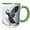 Green/White, variant on 3drose, Atlantic Puffin Stretches, Mykines, Faroe Islands, Denmark, 11oz Two-tone Yellow Mug