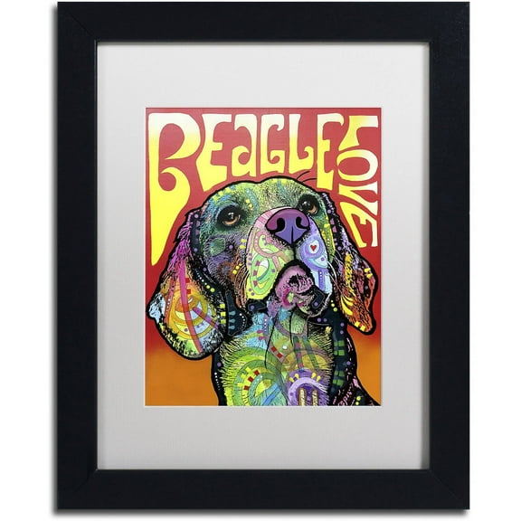 Trademark Fine Art 'Beagle Love' Canvas Art by Dean Russo, White Matte, Black Frame