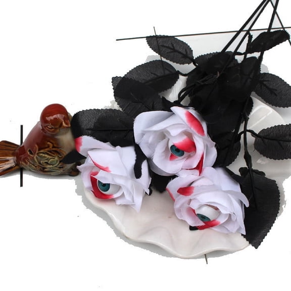 Clearance Under $0.86! 1PC Halloween Gothic Rose, Artificial Dark Flower for Table & Wedding Decor, PU, (One Size, White)