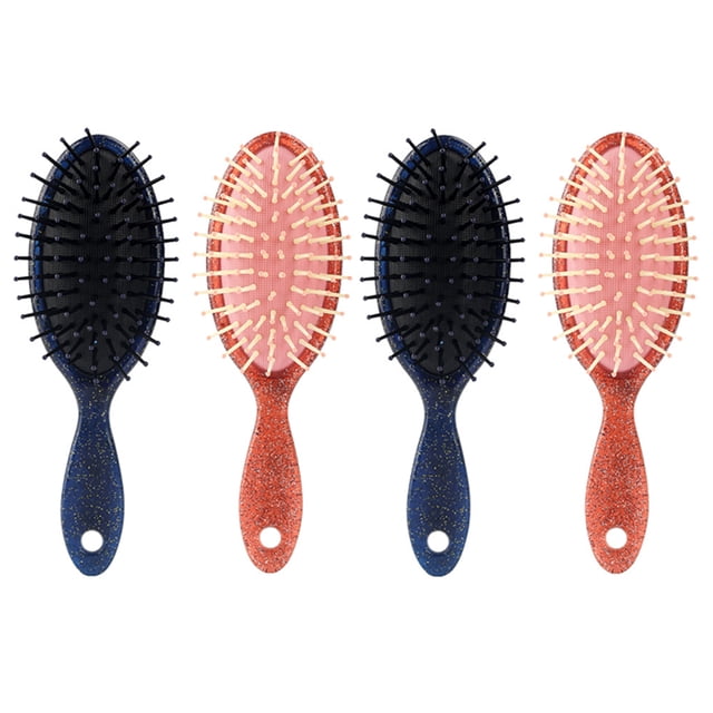Miangastore Rounded Comb Design Airbag Hairbrush Black 4Pcs 6.9x2.2x1.2in