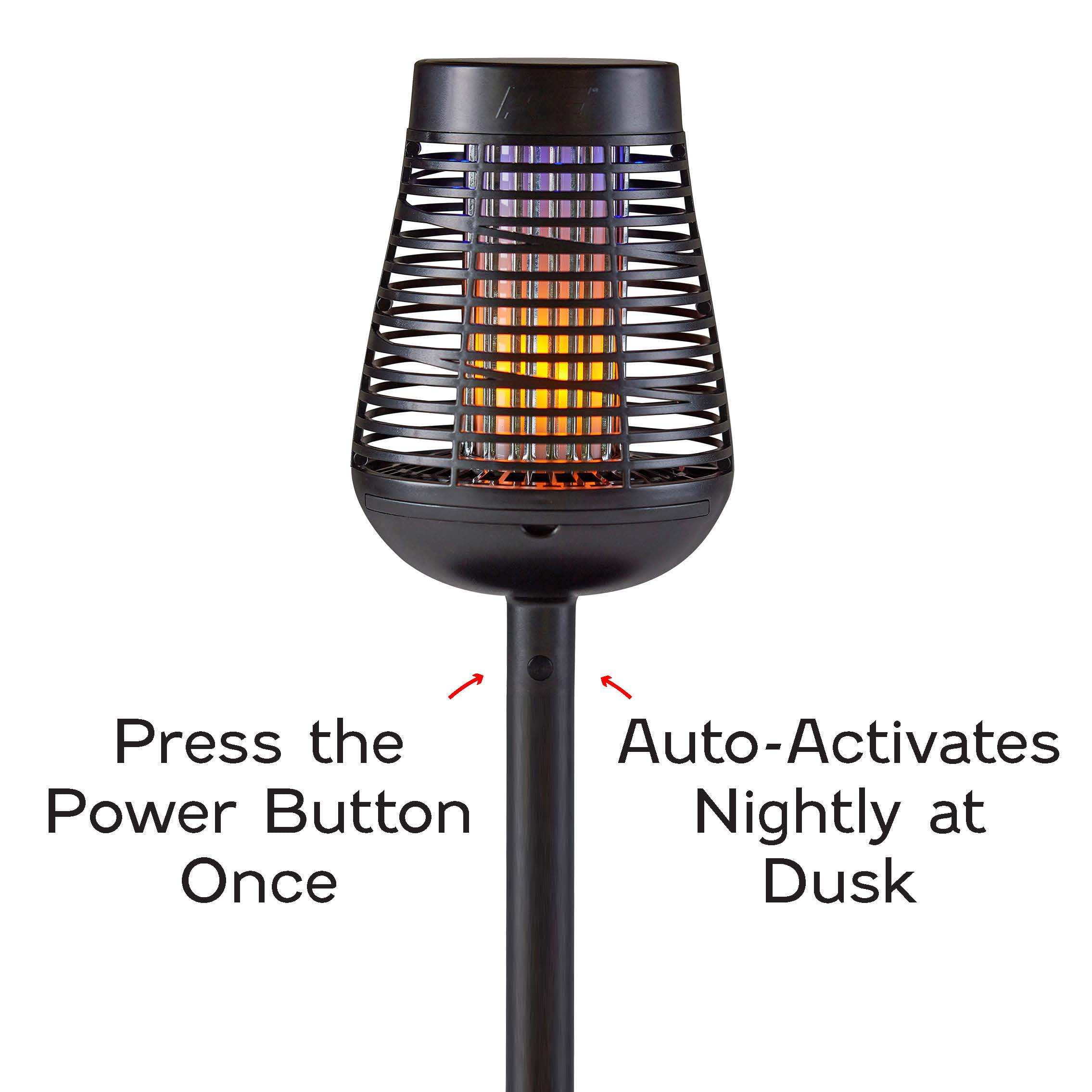 PIC Solar Insect Killer Torch with LED Flame Effect, Black Torch, Area Bug Zapper