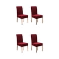 thumbnail image 3 of Youkk 2pcs/set Dirt-proof Velvet Chair Covers - Exquisite Craft Elastic Belt Machine Washable Dining Room Wine Red 2 pcs 2Set, 3 of 6