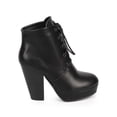 thumbnail image 2 of Wild Diva DE21 Women Leatherette Round Toe Oxford Chunky Heel Lace Up Platform Bootie, 2 of 5