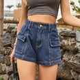 thumbnail image 5 of Women's Casual Denim Shorts High Rise Distressed Jeans Shorts Vintage Elastic High Waisted Loose Fit Hot Short Summer, 5 of 7