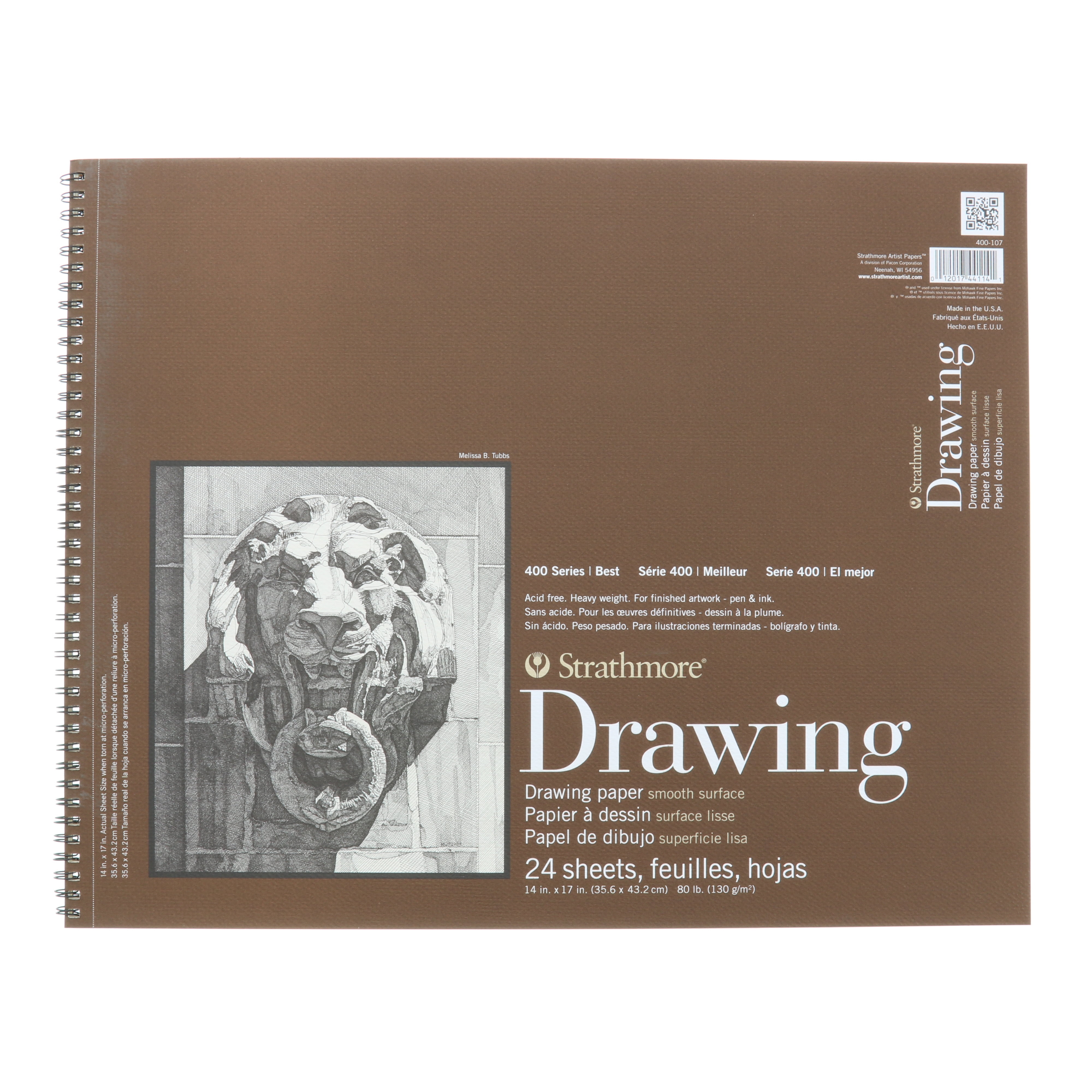 Strathmore Drawing Paper Pad, 400 Series, Smooth Surface, 14" x 17