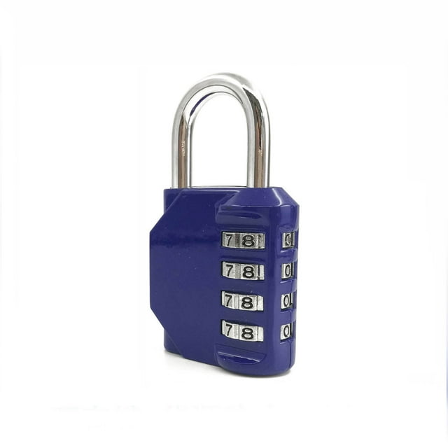 4 Dial Mechanical Combination Padlock Keyless Security Anti Theft Zinc Alloy Universal for Cabinet Tool Box Blue