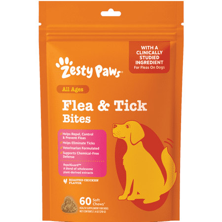 Zesty Paws Flea & Tick Bites for Dogs, 60 Count