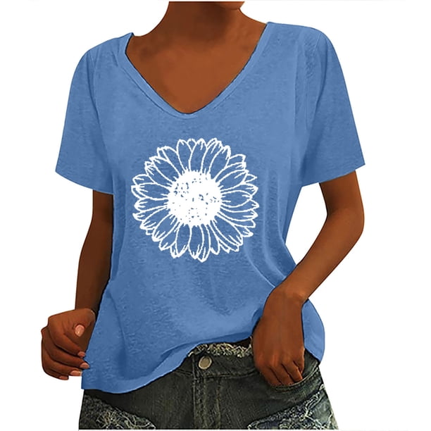 Camiseta sin mangas con cuello en V y estampado informal elegante para mujer OAVQHLG3B Store lin121212