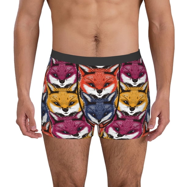 Balery Fox Face Calzoncillos bóxer para hombre, ropa interior de algodón suave y transpirable con cinturilla de nailon-X-Large