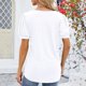 thumbnail image 4 of Camisetas de Manga Corta para las Mujeres Cuello Redondo Sólido Fuera Del Hombro Botón Superior, Camiseta Casual de Poliéster para el Uso Diario, Fiesta Y Primavera, 4 of 6