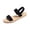Black, variant on Dual Strap Elastic Back Sandals, Woven Sole Summer Shoes, Women Casual Beach Footwear, Women’S Flat Sandals Open Toe Elastic Ankle Strap Slip On Comfy Low Wedge Sandals, Blue 5.5