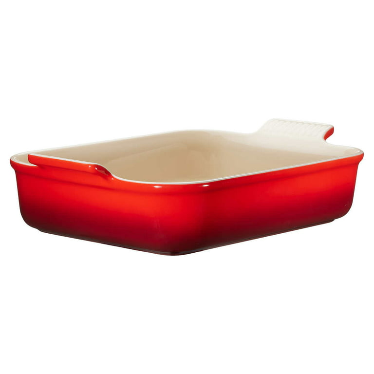 Le Creuset Covered Rectangular Cerise Red Ceramic Baking Dish with