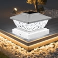 thumbnail image 4 of CuiLiyq 1 Pack Solar Post Cap Lights Outdoor, 5.8" x 5.8" x 3.7" Bright Solar Post Lights Outdoor Waterproof, for Deck Fence Posts Garden Patio Decor (White), 4 of 9