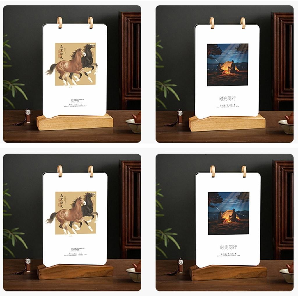 2026 Year of Horse Calendar 2026 Desktop Monthly Flipping Calendar With Acrylic and Wooden Display Stand for Home Office
