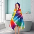 thumbnail image 6 of Colorful Rainbow Tie Dye Spiral Pattern Hooded Bath Towel，50"x30" for Ages 3 To 12 Kids, Quick Dry Lightweight Soft Microfiber Hood Beach Towel Cover Up for Kids, 6 of 7