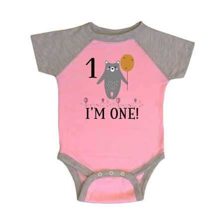 

Inktastic 1st Birthday Woodland Bear 1 Year Old Gift Baby Boy or Baby Girl Bodysuit